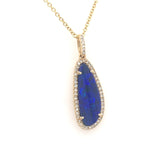14K Yellow Gold Necklace w/ Opal & Diamonds